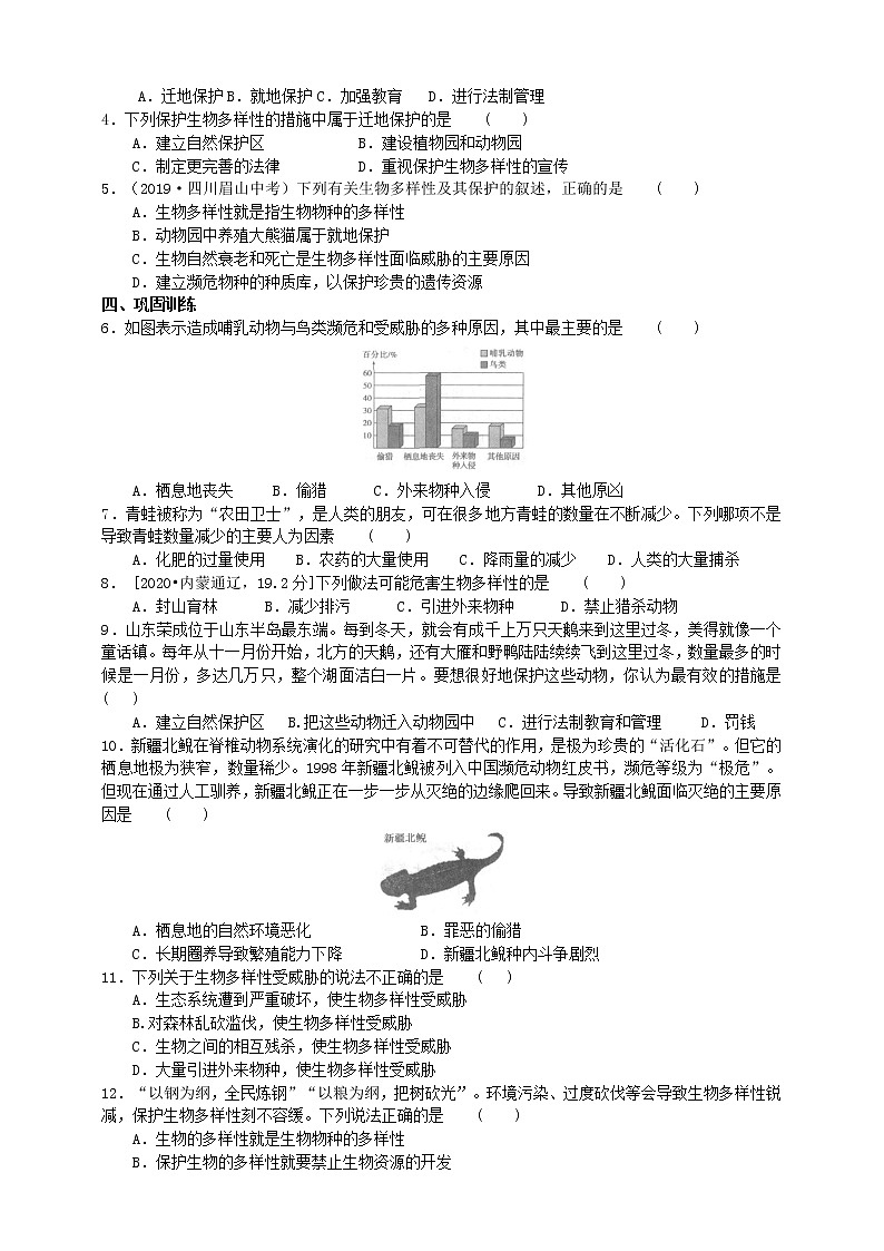 济南版生物八下导学案 6.3.2生物多样性的保护02
