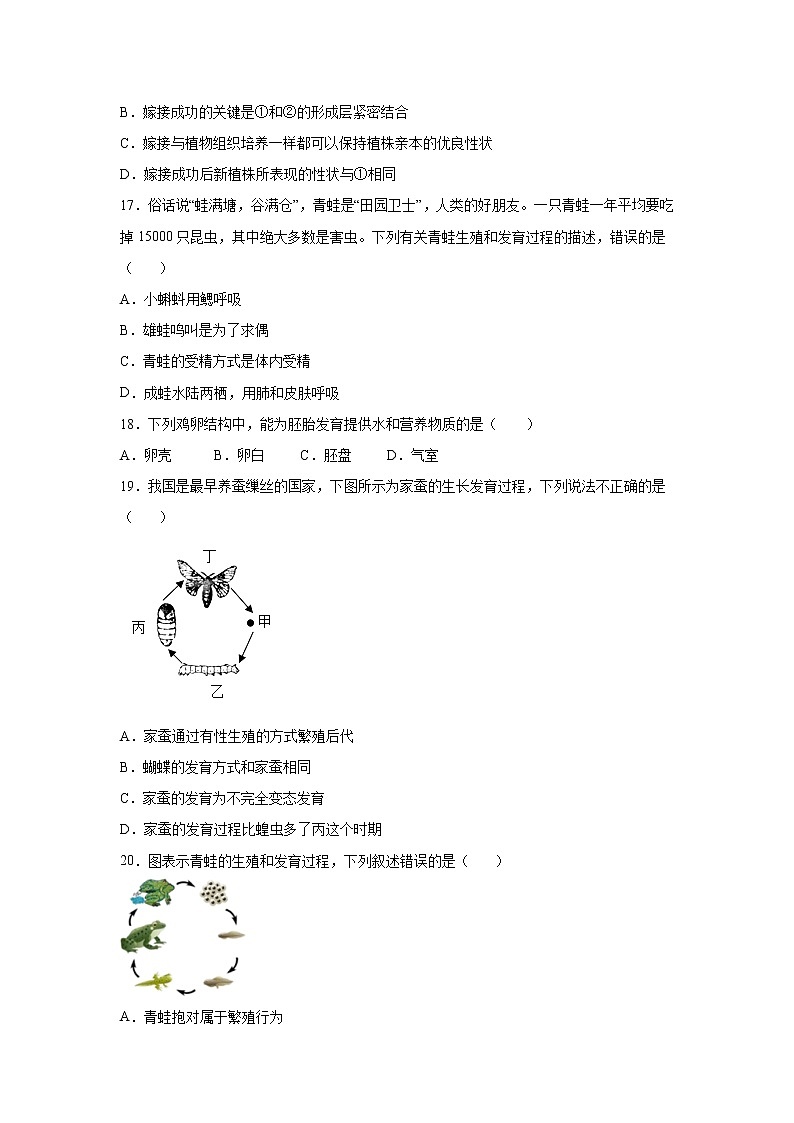 第一章 生物的生殖和发育 同步练习题第3页