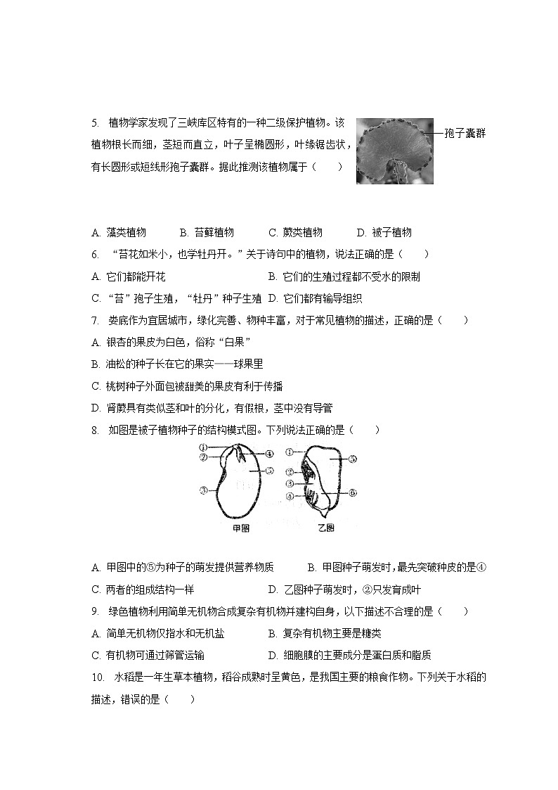 2022-2023学年湖北省十堰市郧西县七年级(上)期末生物试卷(含解析)02