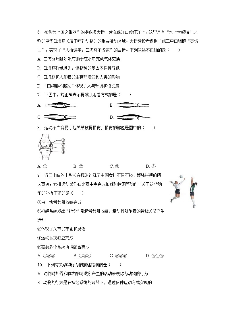 2022-2023学年湖南省岳阳市岳阳县三校八年级(上)期末生物试卷(含解析)第2页