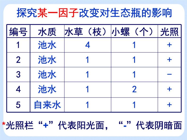 5.3《生态系统的稳定性——探究某一因子改变对生态瓶的影响》 课件04