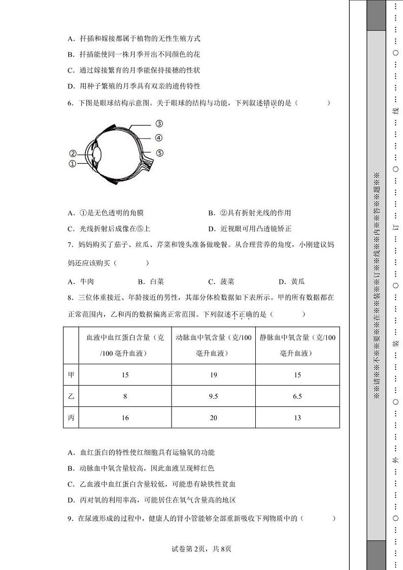 2022年河南省中考生物真题附答案解析(高清版)第2页