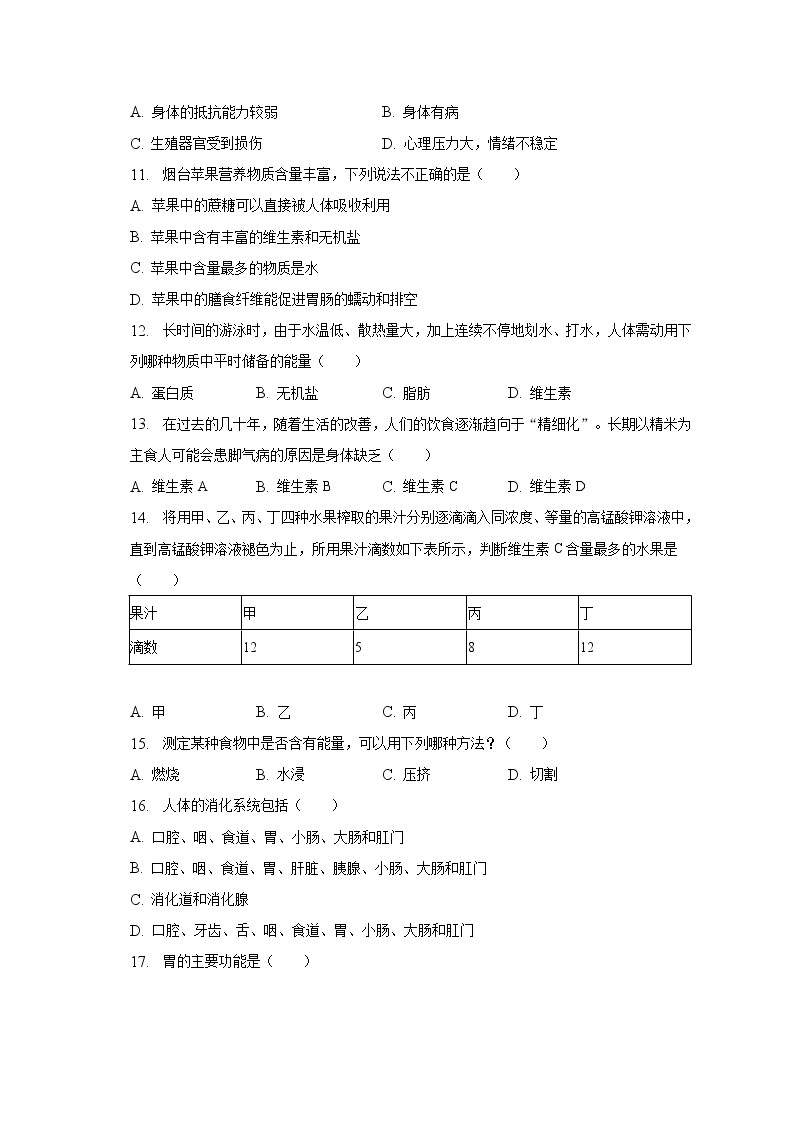 2022-2023学年天津市宁河区七年级（下）第一次月考生物试卷（含解析）02