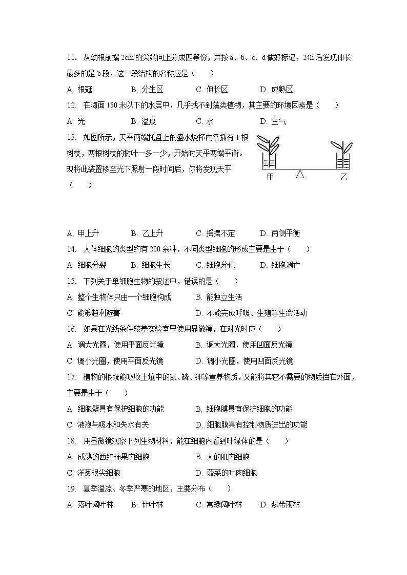 2022-2023学年海南省临高县七年级（上）期末生物试卷（含解析）02