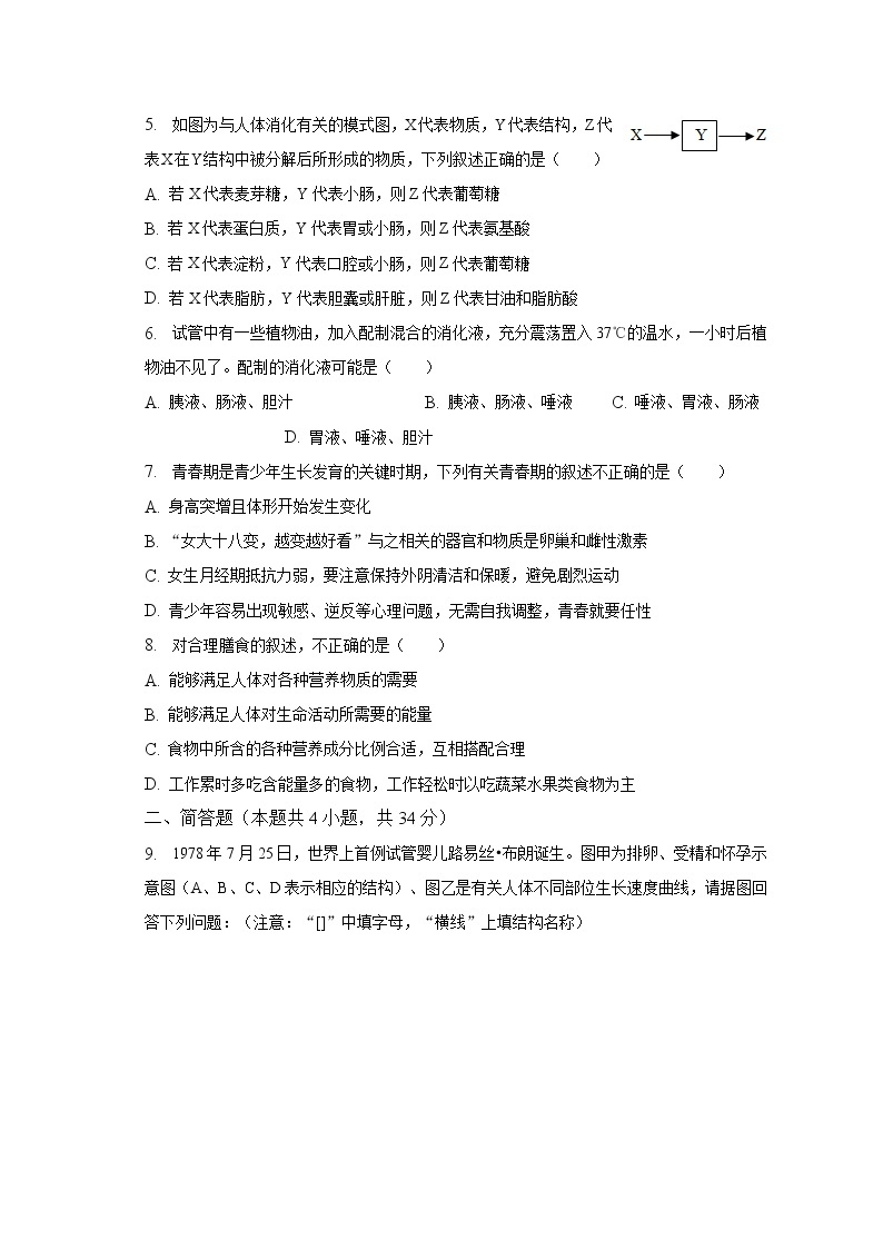 2022-2023学年湖北省黄冈市浠水县兰溪中学七年级（下）月考生物试卷（3月份）（含解析）02