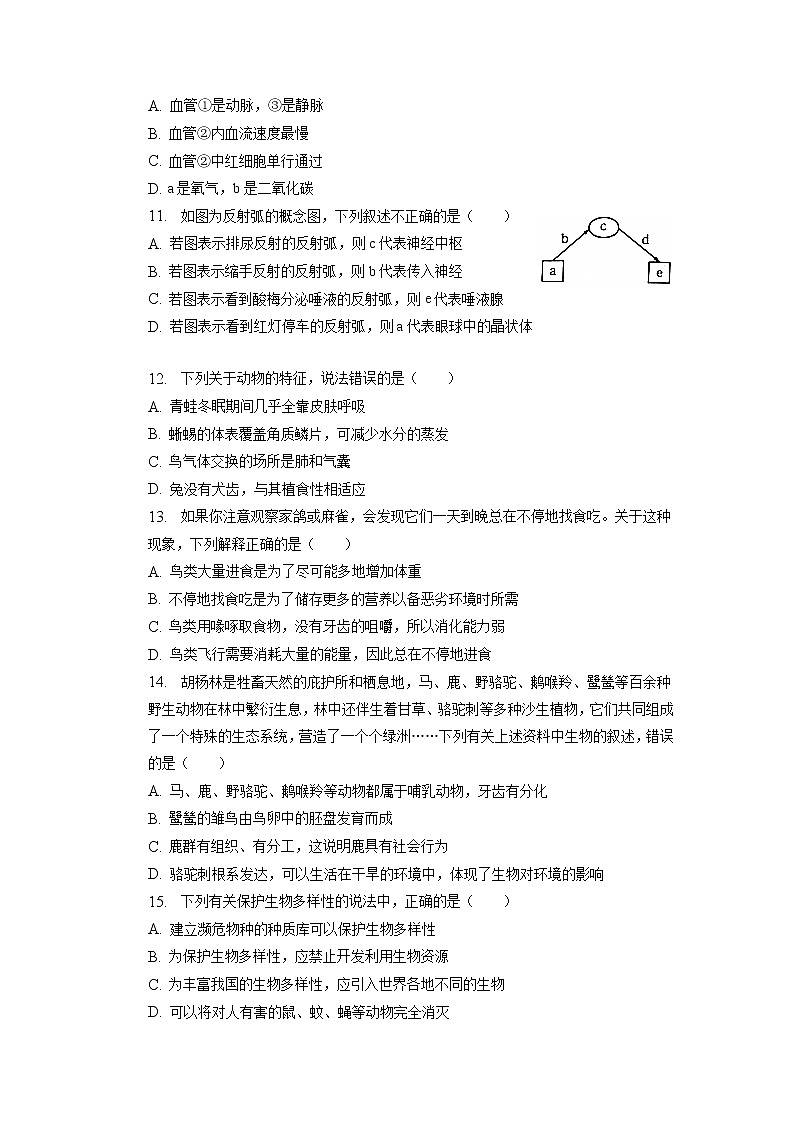 2023年河南省驻马店市泌阳县中考生物一模试卷第3页