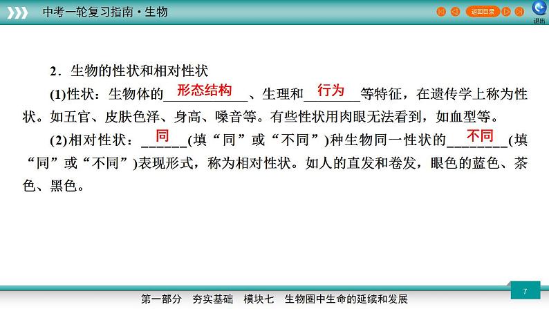 备战2023年中考生物一轮复习精讲 专题21 生物的遗传与变异-【复习指南】课件PPT第7页