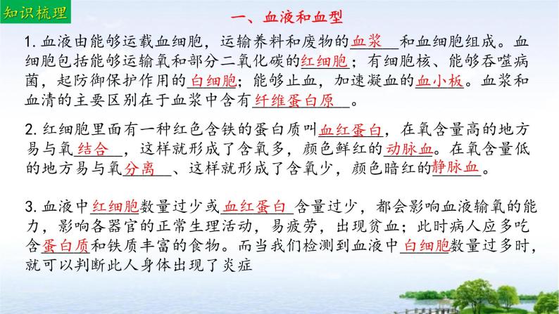 单元复习03 人体内的物质运输和能量供给（复习课件）——2022-2023学年度人教版生物七年级下册单元综合复习06