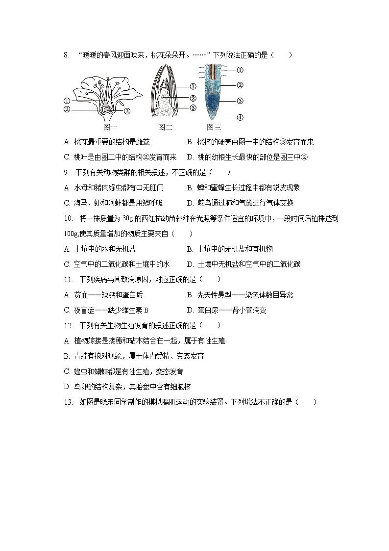2023年山东省济南市莱芜区中考生物一模试卷(含解析)02