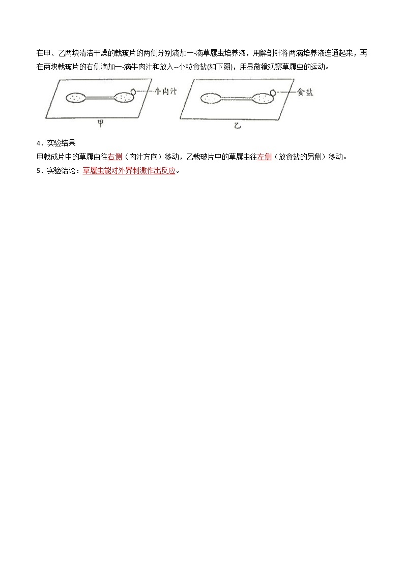 探究题04  观察草履虫 -七年级上册实验专题02