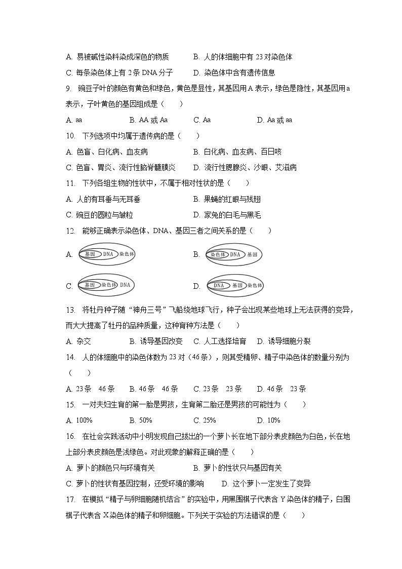 2022-2023学年河南省新乡市原阳县八年级(下)第一次月考生物试卷(含解析)第2页