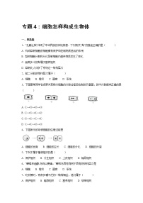 中考生物会考复习专项训练4：细胞怎样构成生物体（含答案）