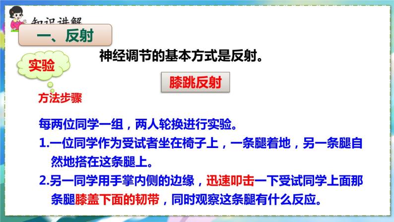 人教版生物7年级下册　第六章 第三节    神经调节的基本方式 PPT课件04