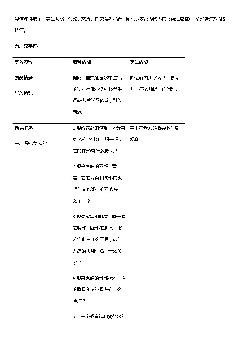 冀少版生物七年级上册 4.8 鸟类 课件+教案02
