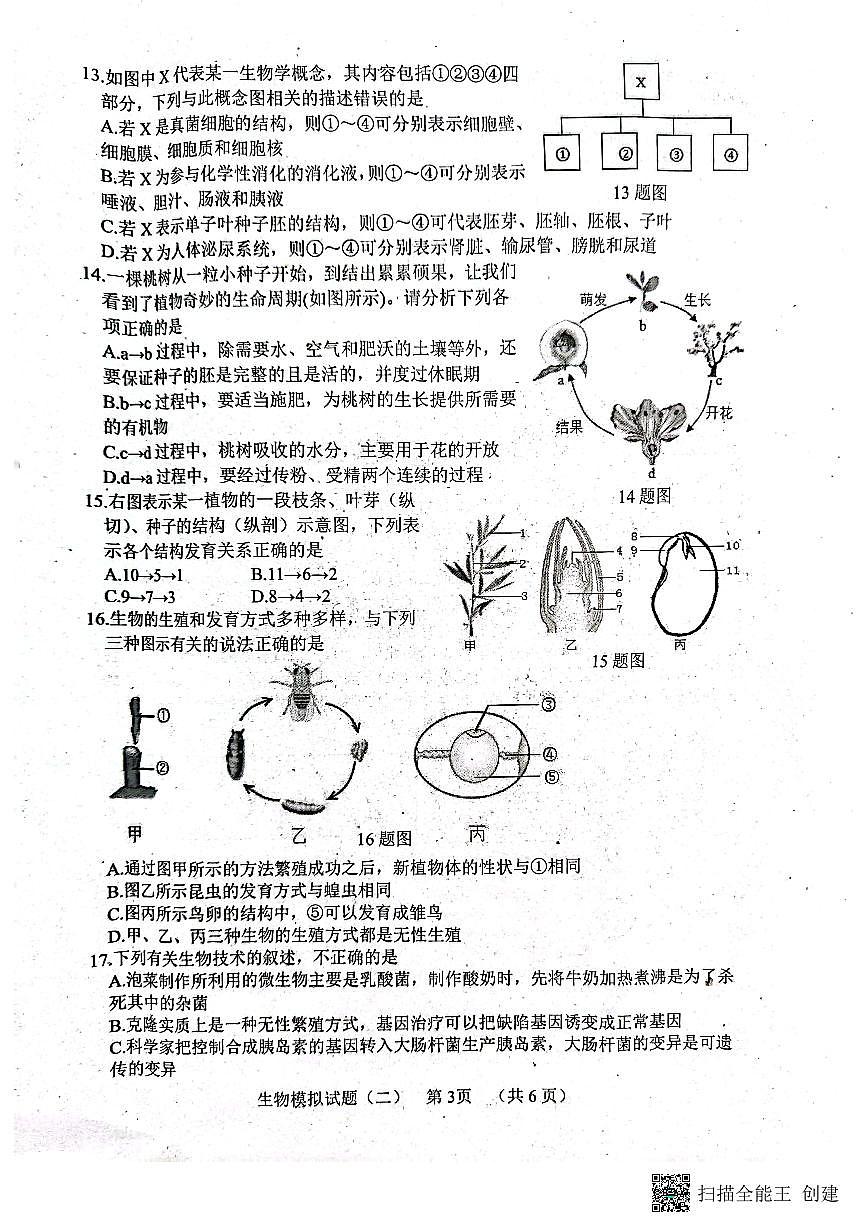 2023年山東省菏澤市東明縣二模生物試題第3頁