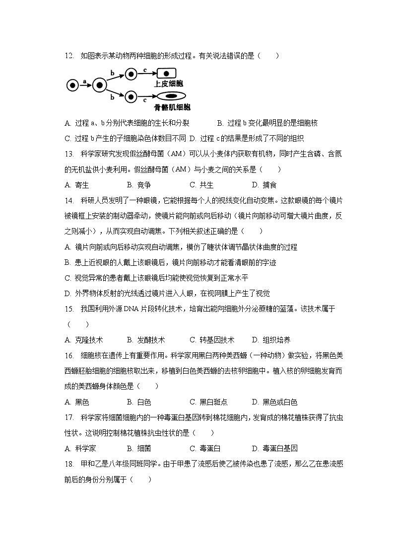 2022-2023学年江西省上饶市广信区全区八年级(下)期中生物试卷(含解析)03