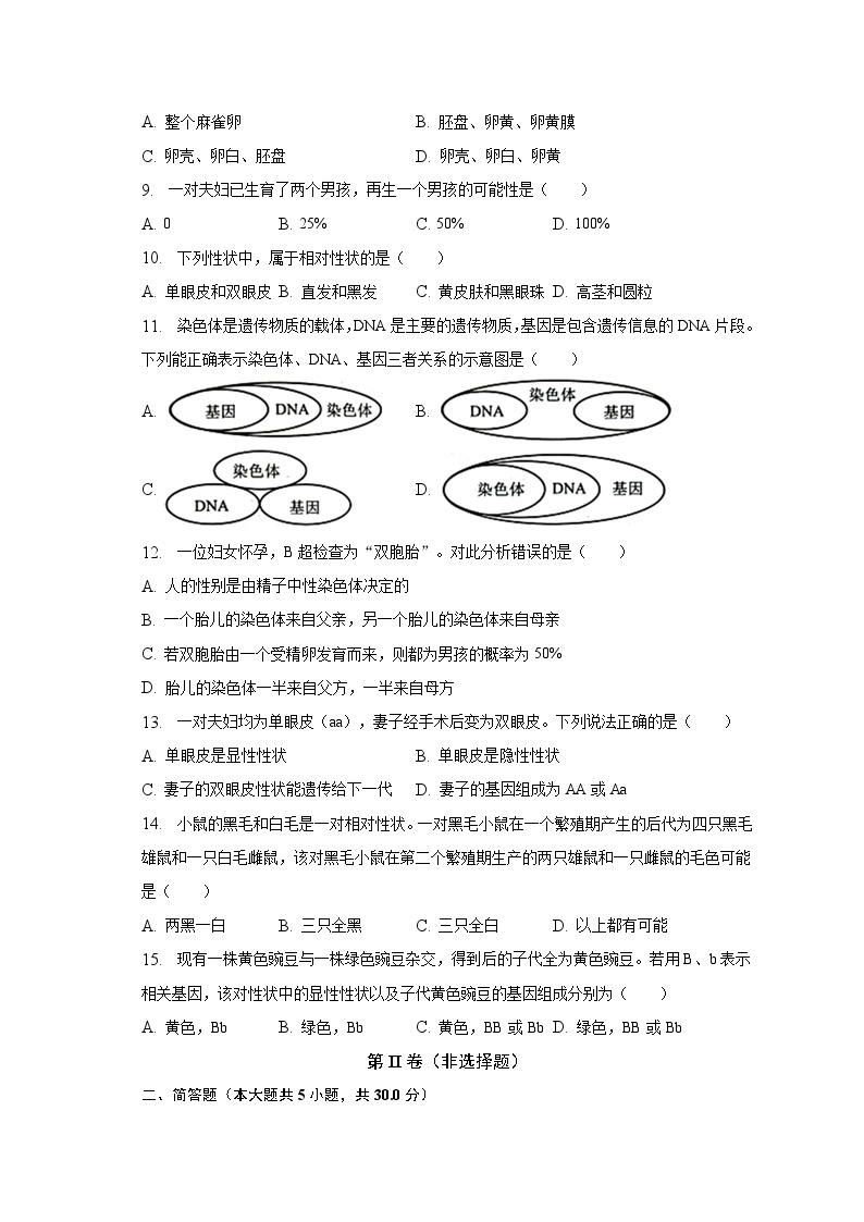 广西南宁市宾阳县2022-2023学年八年级下学期期中生物试卷（含答案）02