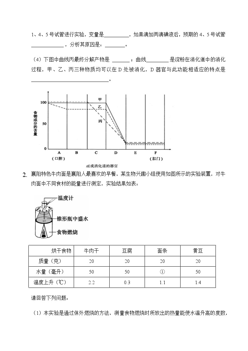 2023年中考生物三轮复习必刷题  专题07 人体的营养02