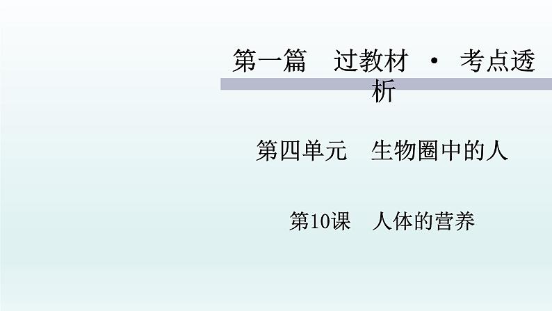 初中生物中考复习 第10课 人体的营养 2021届中考复习生物课件第1页