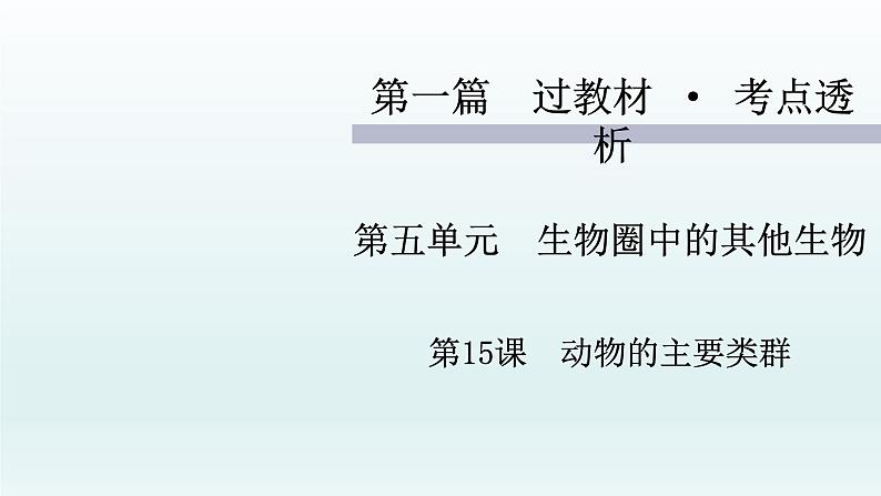 初中生物中考复习 第15课 动物的主要类群 2021届中考复习生物课件01