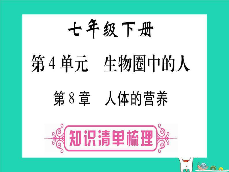 初中生物中考复习 中考生物总复习七下第4单元第8章人体的营养课件第1页