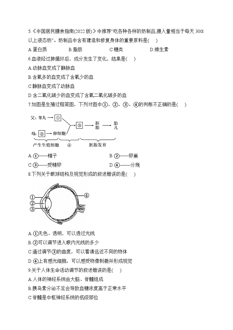 2023届中考生物考向信息卷 四川成都专版第2页