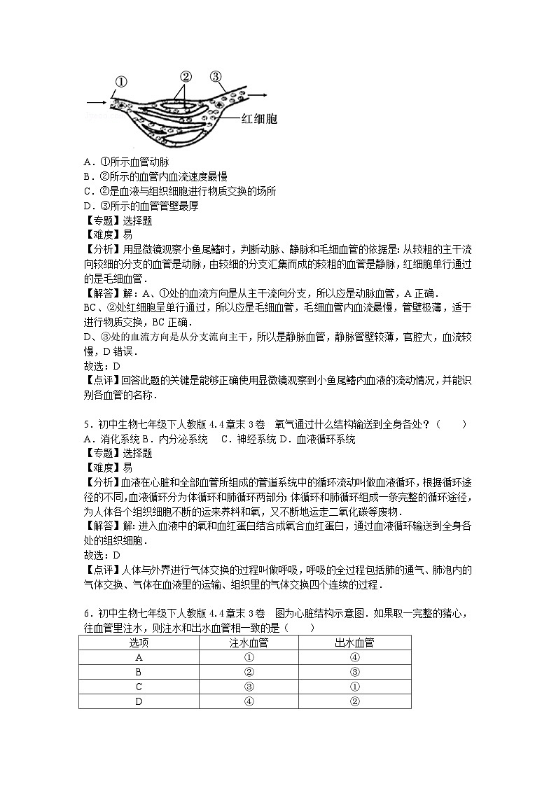 生物人教七下第四章3卷第3页