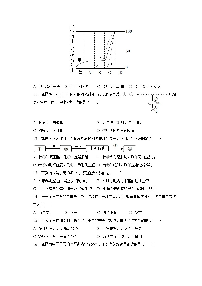 2022-2023学年陕西省西安市高新一中七年级（下）期中生物试卷（含解析）03