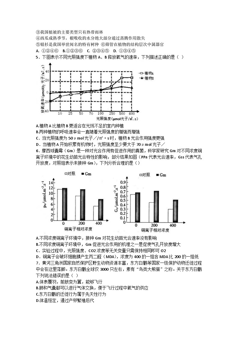 2023年山东省菏泽市牡丹区九年级生物二模试题(含答案)02