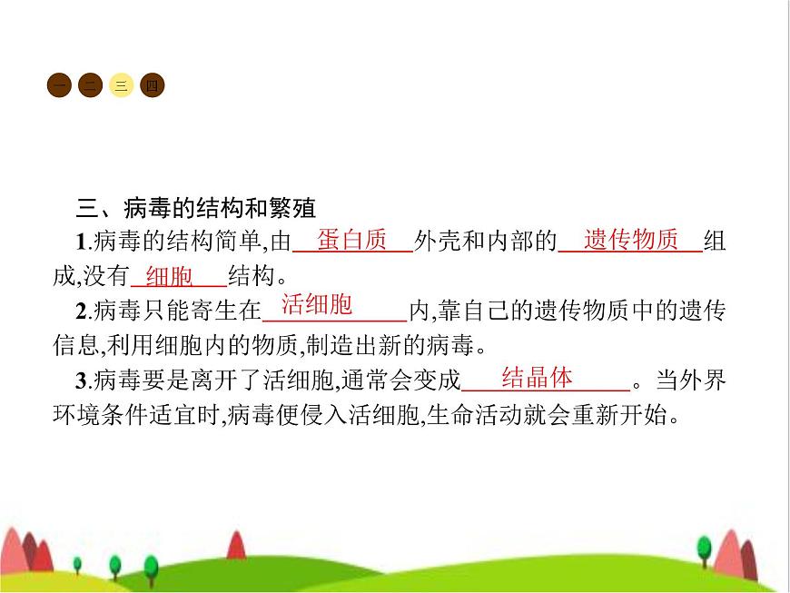 人教版初中生物八年級上冊第5單元生物圈中的其他生物第5章病毒練習(xí)課件第4頁