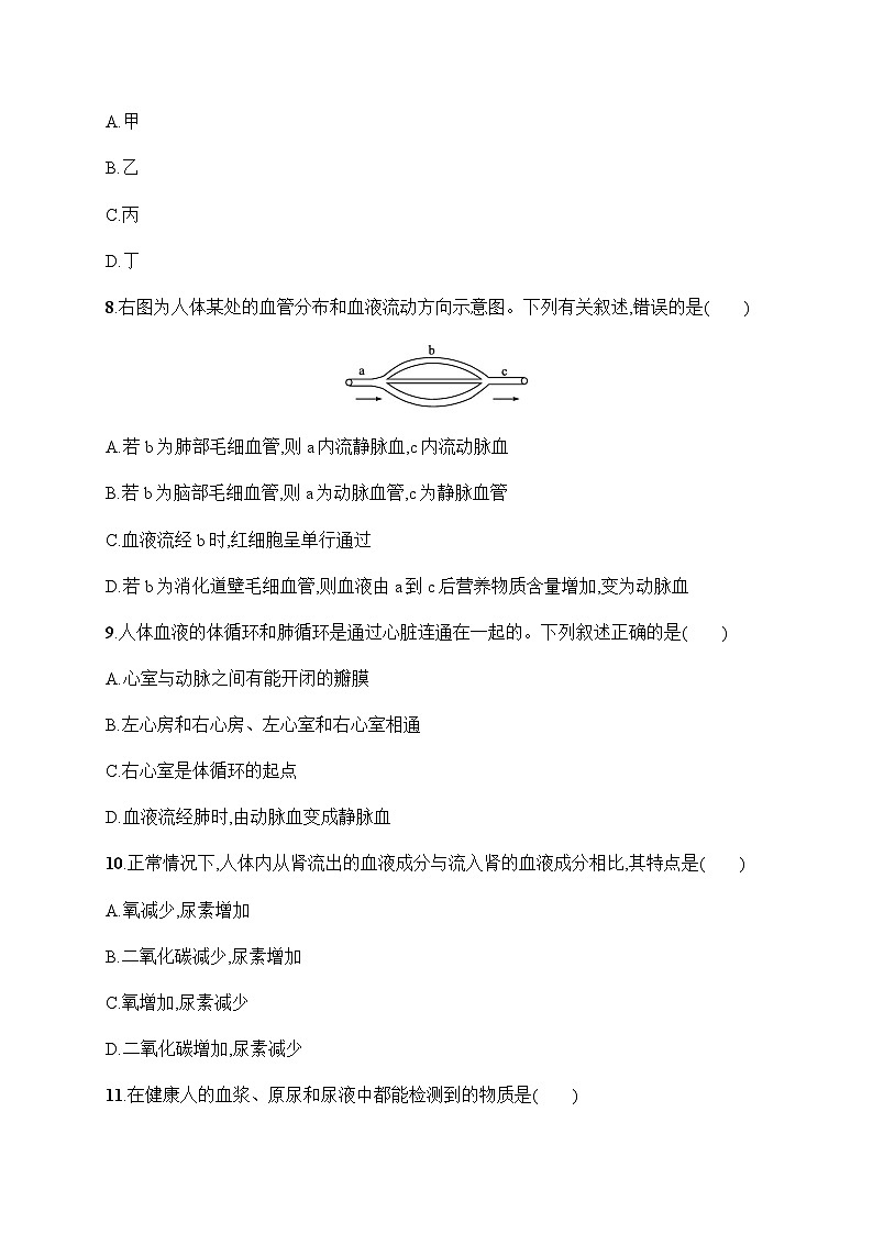 人教版初中生物七年级下册期末综合训练(二)含答案第3页