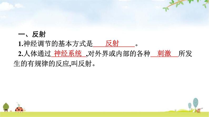 人教版初中生物七年级下册第6章人体生命活动的调节第3节神经调节的基本方式练习课件04