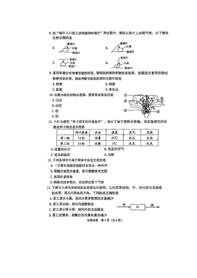 2023年吉林省吉林市二模生物试题第2页
