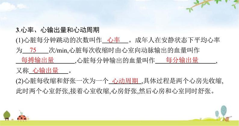 北师版初中生物七年级下册第9章人体内的物质运输第2节第1课时血管和心脏练习课件07