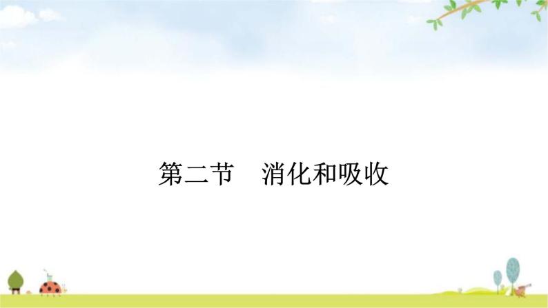 人教版（福建）初中生物七年级下册第二章人体的营养第二节消化和吸收练习课件01