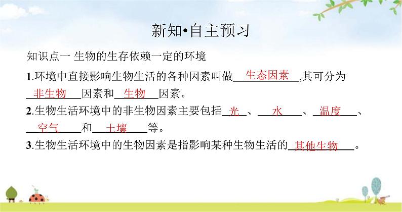 苏教版初中生物七年级上册第1单元第一章第二节生物与环境的关练习课件03