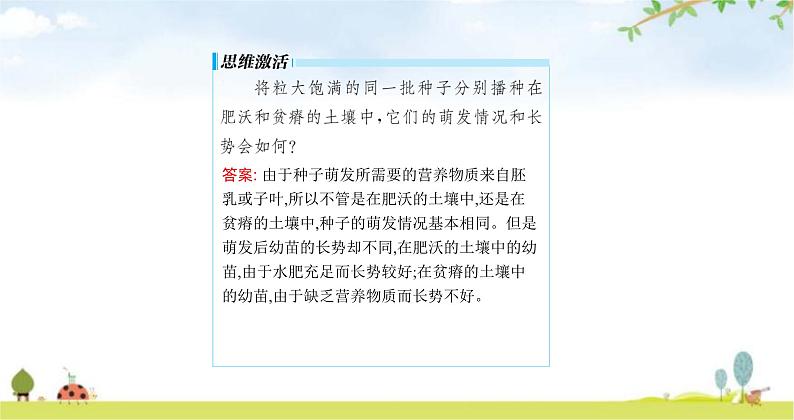 苏教版初中生物七年级上册第3单元五章第一节植物种子的萌发练习课件05