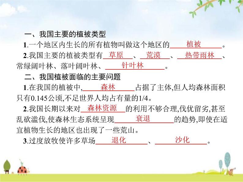 人教版初中生物七年级上册第3单元生物圈中的绿色植物第6章爱护植被,绿化祖国练习课件02