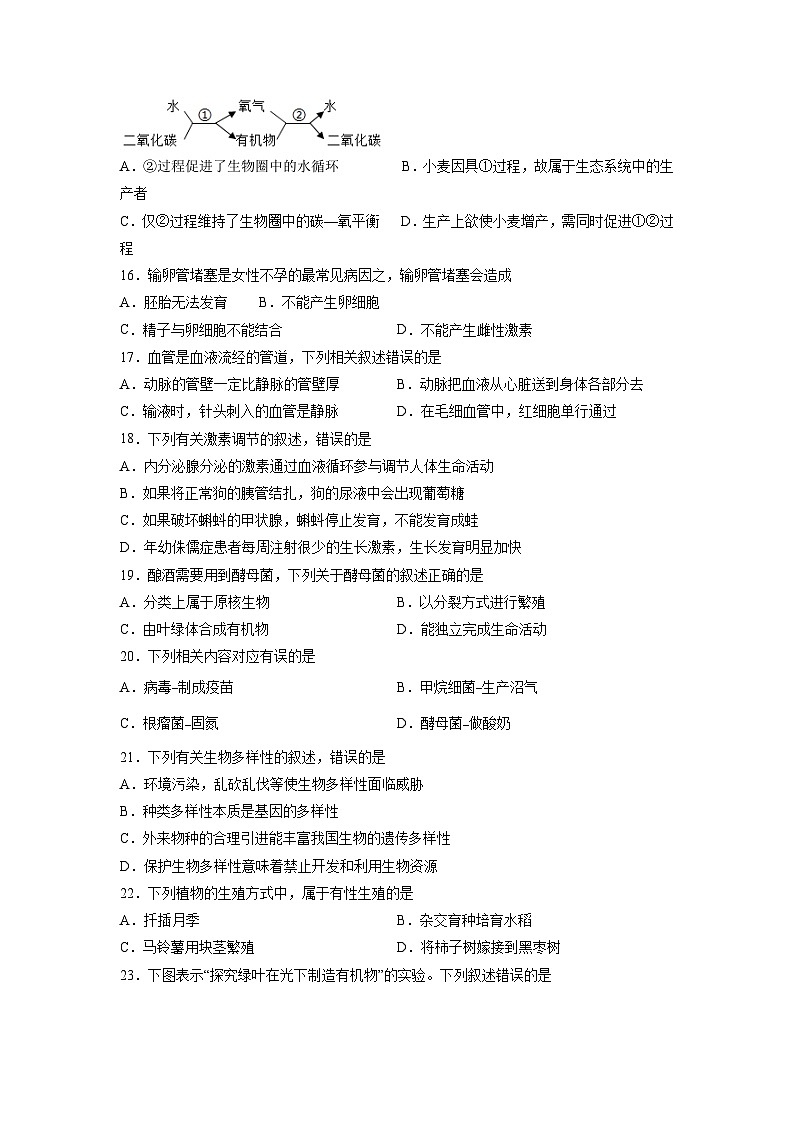 2023年中考押题预测卷02(福建卷)-生物03