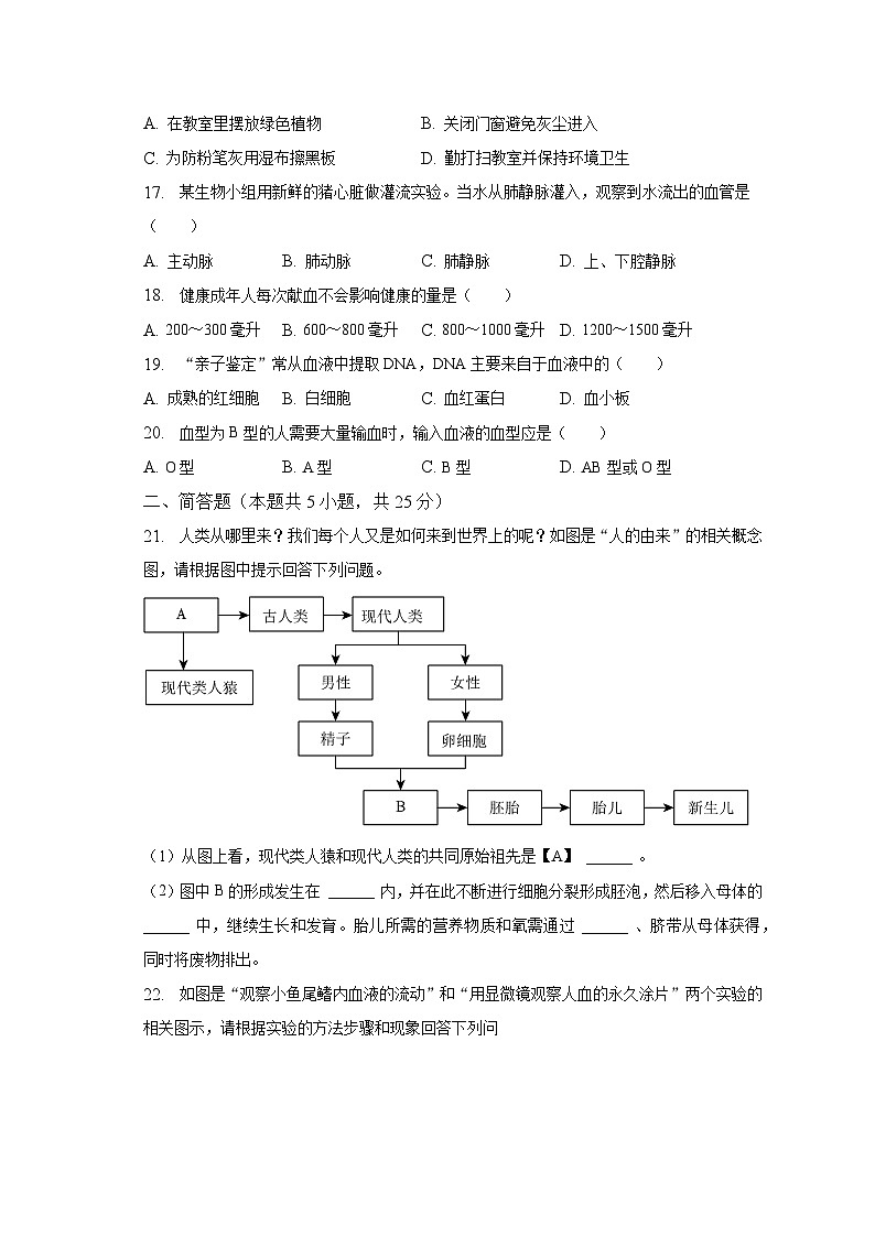 2022-2023学年吉林省长春市朝阳区七年级(下)期中生物试卷(含解析)第3页