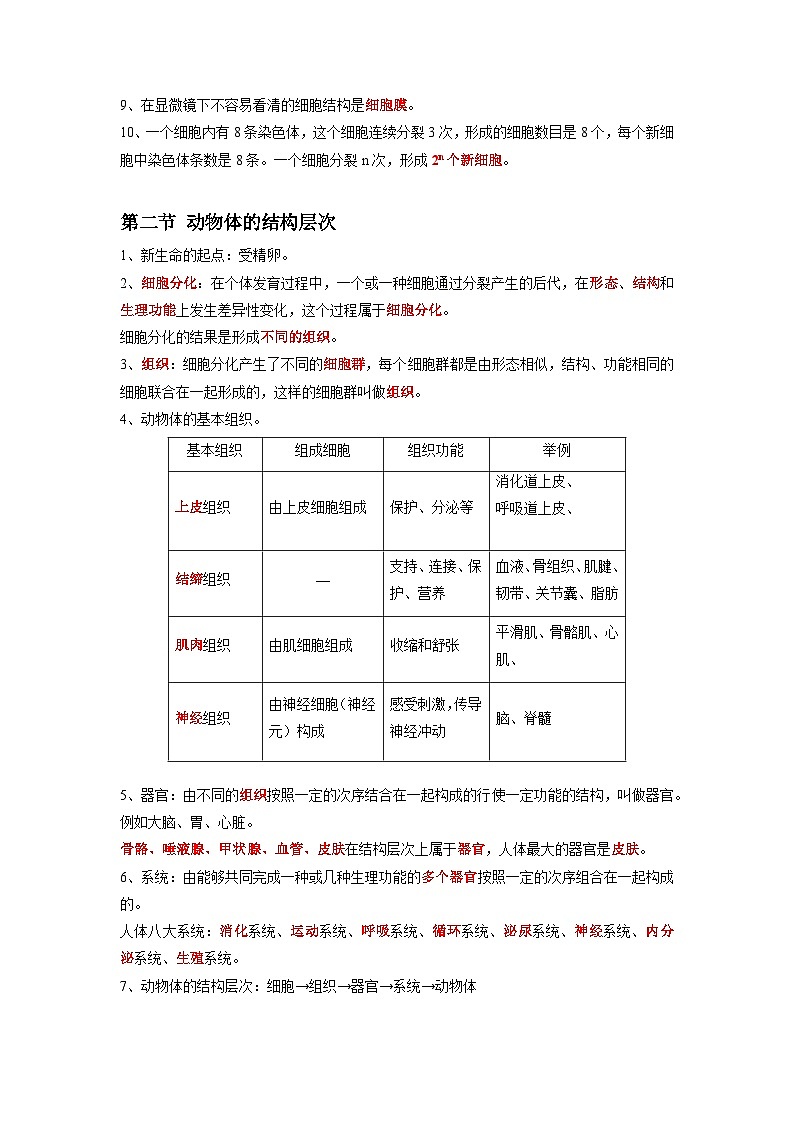 专题04 细胞怎样构成生物体-2022年中考生物一轮复习抓重点考典型(人教版)(原卷版)第2页