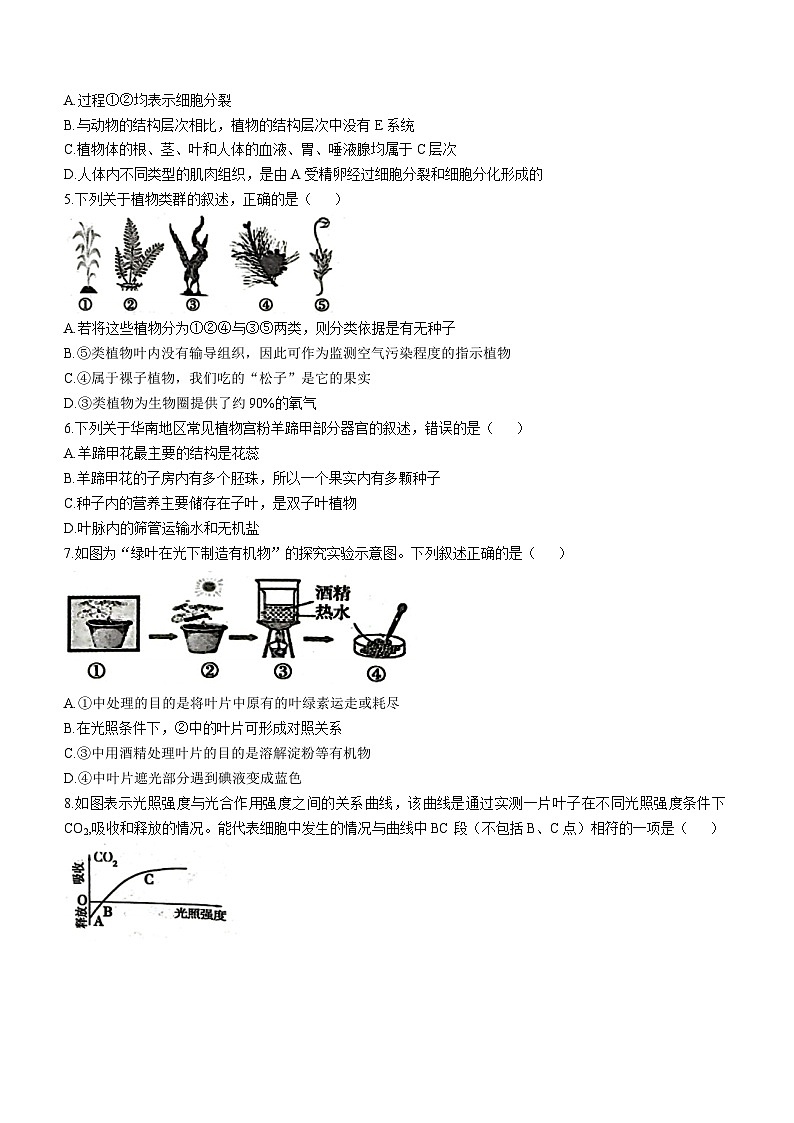 2023年湖南省婁底市中考三模生物試題(含答案)第2頁