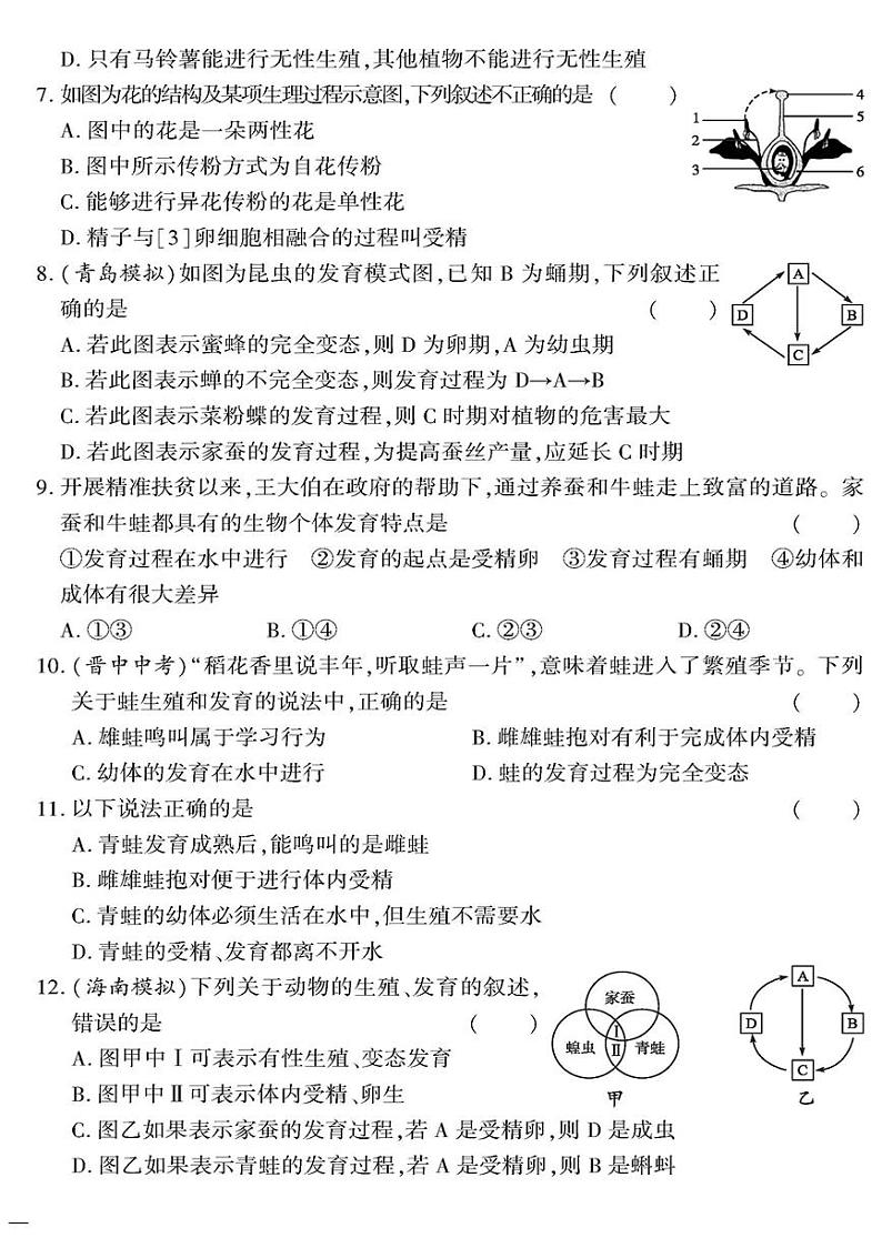 (2023秋)(初中)八年级全一册-苏教版生物(下册)-第八单元 第二十一章测试题02