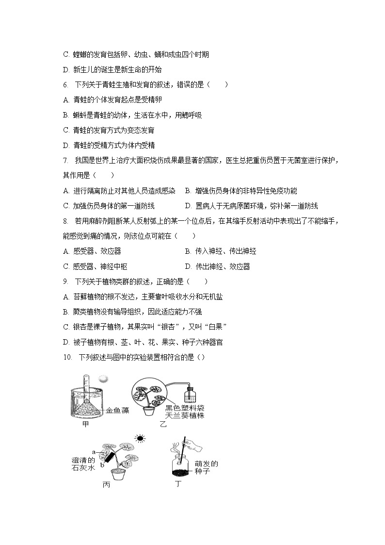 2022-2023学年山东省济宁市汶上县八年级（下）期中生物试卷（含解析）02