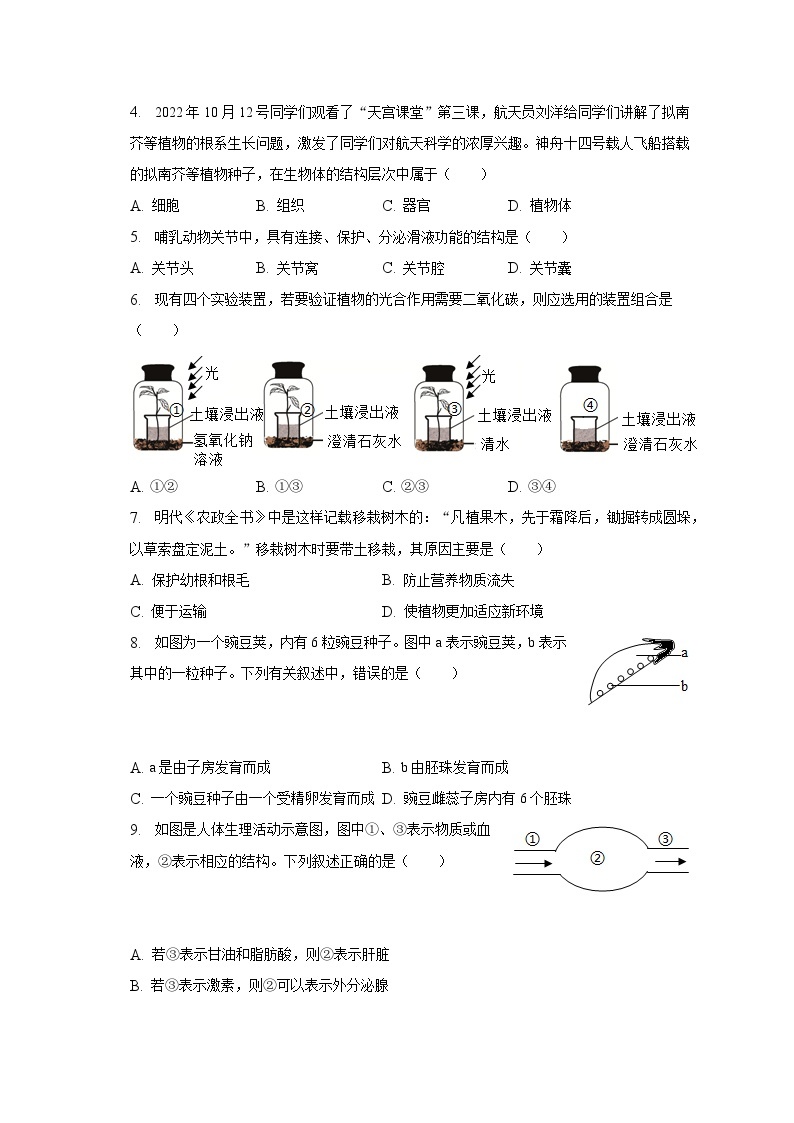 2022-2023学年河南省商丘市柘城县八年级（下）期中生物试卷（含解析）02