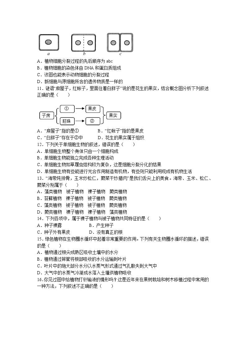 河南省永城市2022-2023学年七年级上学期期末生物试题02