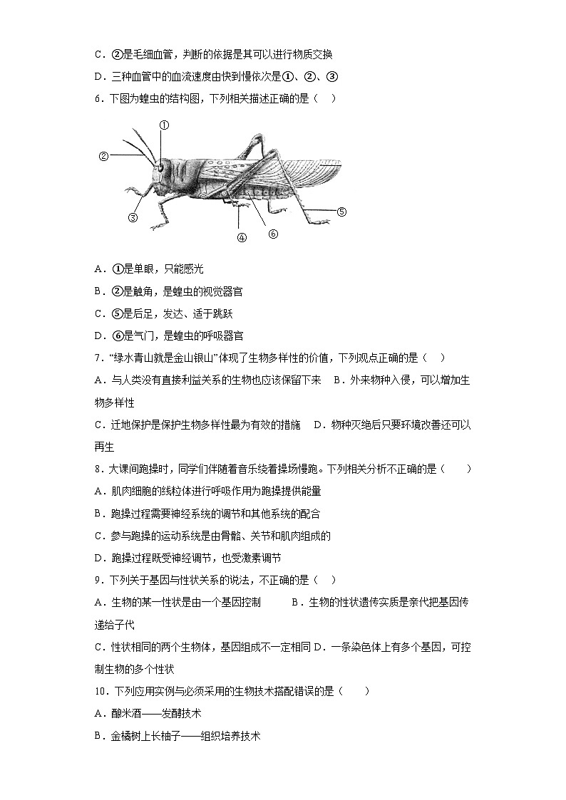 2023年中考押题预测卷02(徐州卷)-生物(考试版)A4第3页