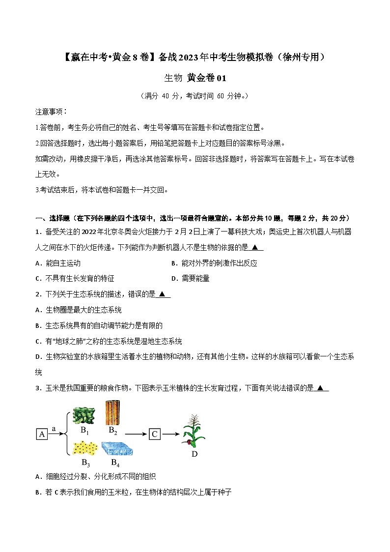 黄金卷1(徐州专用)(原卷版)第1页