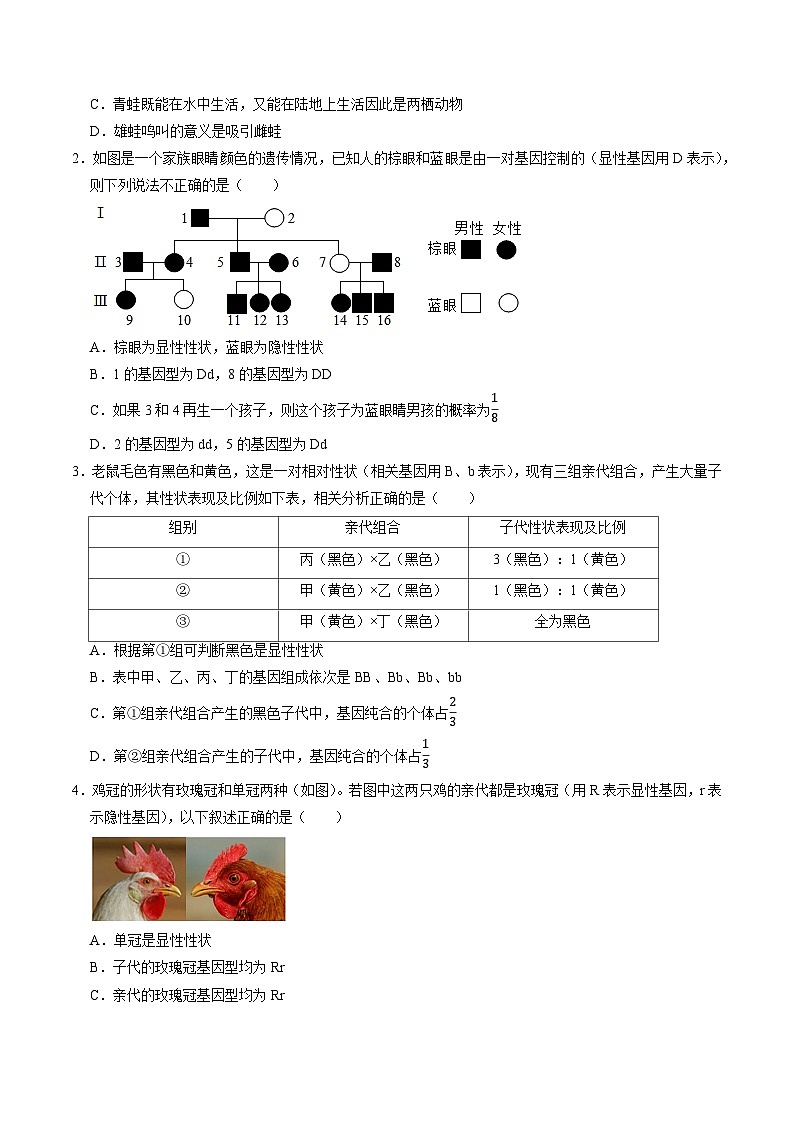 压轴题07 初中生物圈中生命的延续和发展——2023年会考初中生物压轴题特训学案02