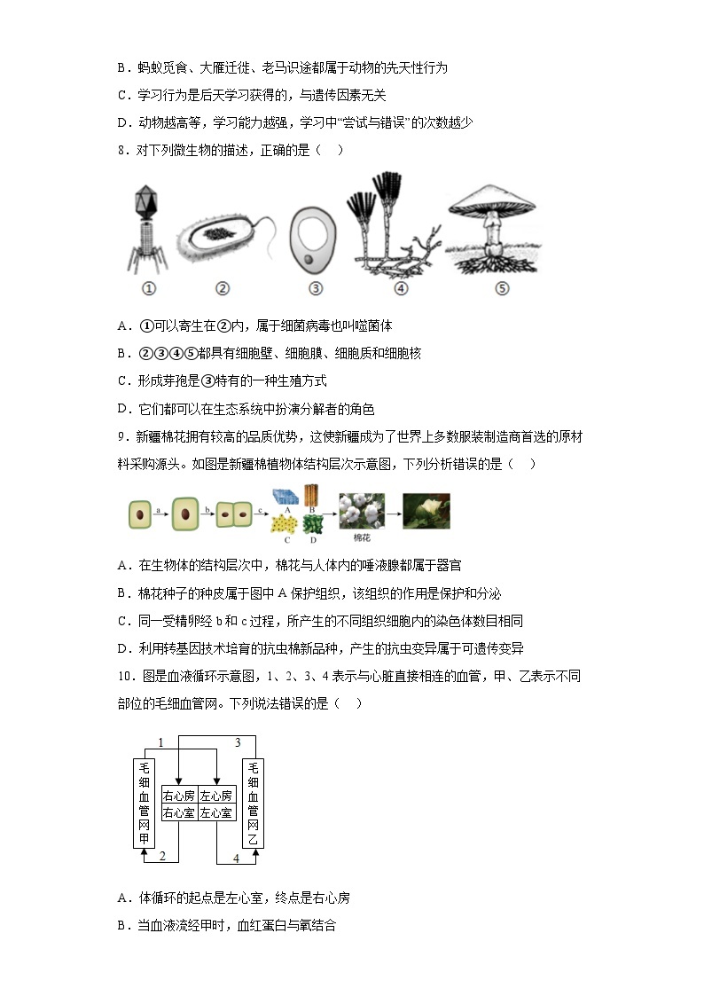 2023年湖南省株洲市渌口区中考一模生物试题（含答案）03